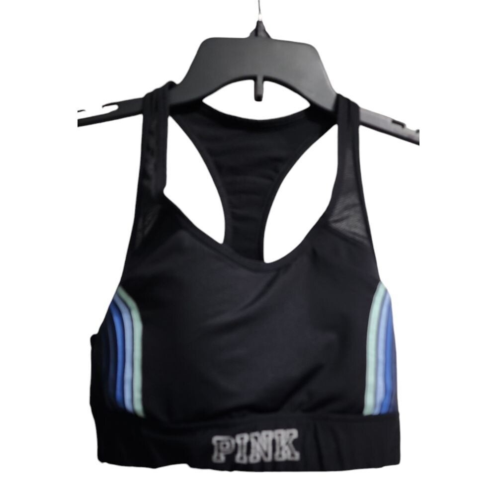 Victoria's Secret PINK Ultimate Lightly Lined Sports Bra Black Multi-Color‎  S/P